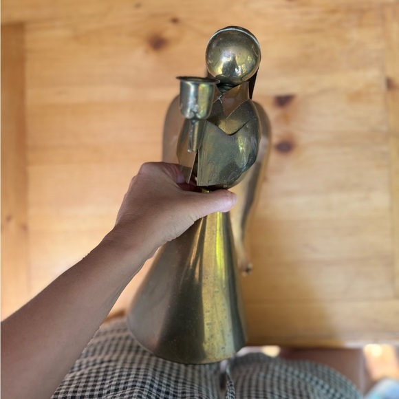 Vintage large copper and brass Angel Figurine taper candlestick holder - Picture 7 of 8